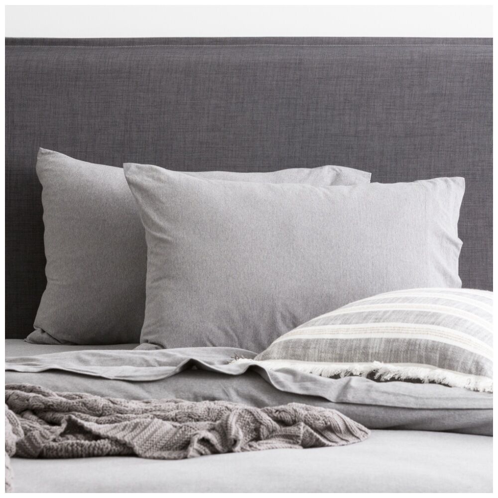 Renee Taylor Comfort T’s Organic Cotton Jersey Standard Pillowcase Charcoal (2 Pieces)