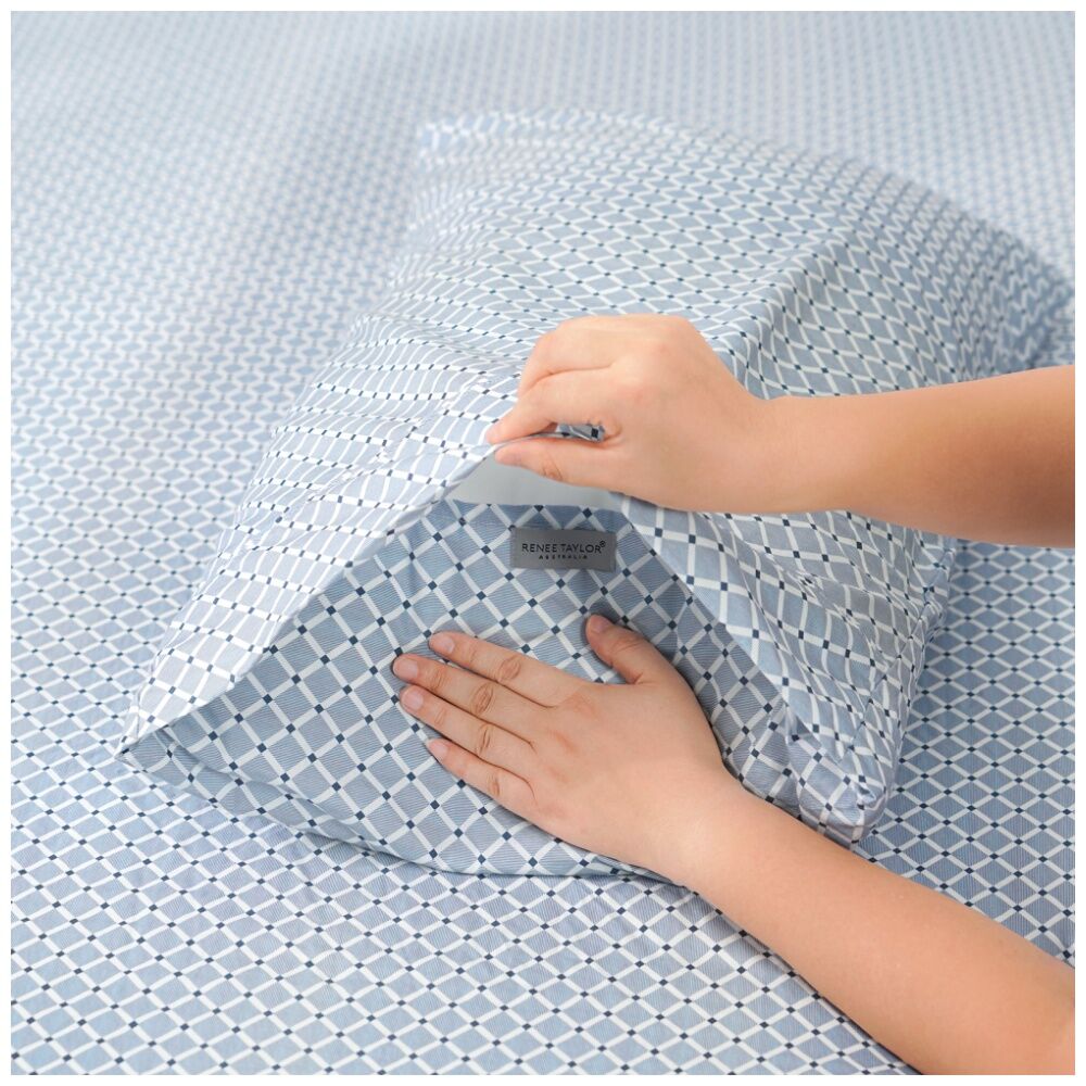 Renee Taylor 250TC Kiki Patterned Cotton Sheet Set Blue — image 3