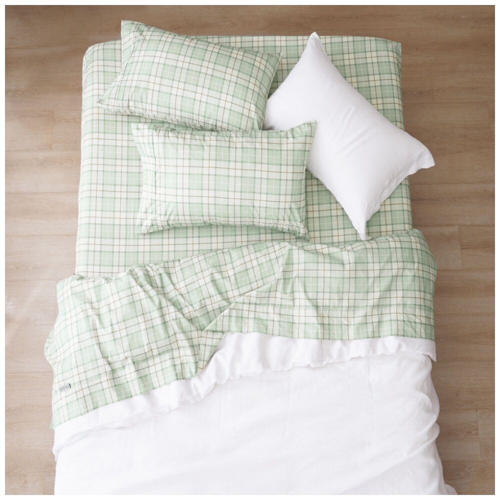 Renee Taylor 250TC Jamie Check Patterned Cotton Sheet Set Green — image 2