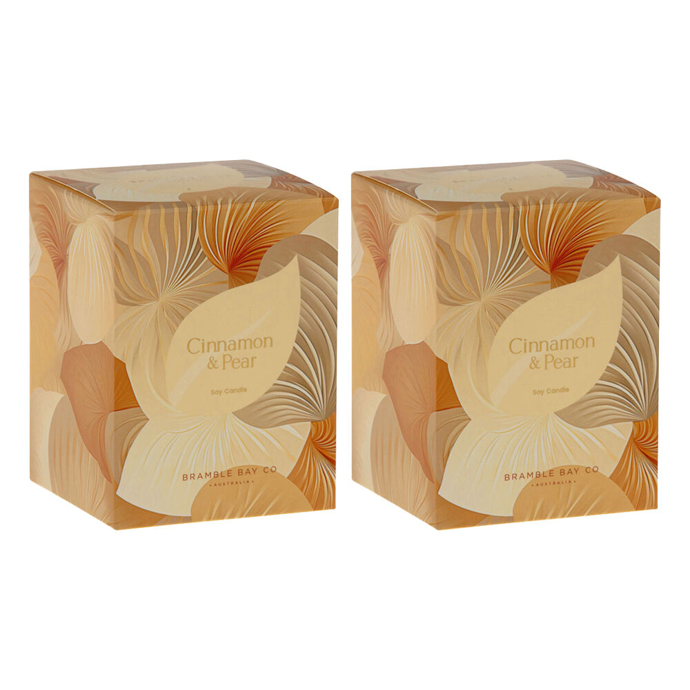 Bramble Bay Summer Blooms Cinnamon & Pear Scented Candle Home Fragrance (2 Pack)