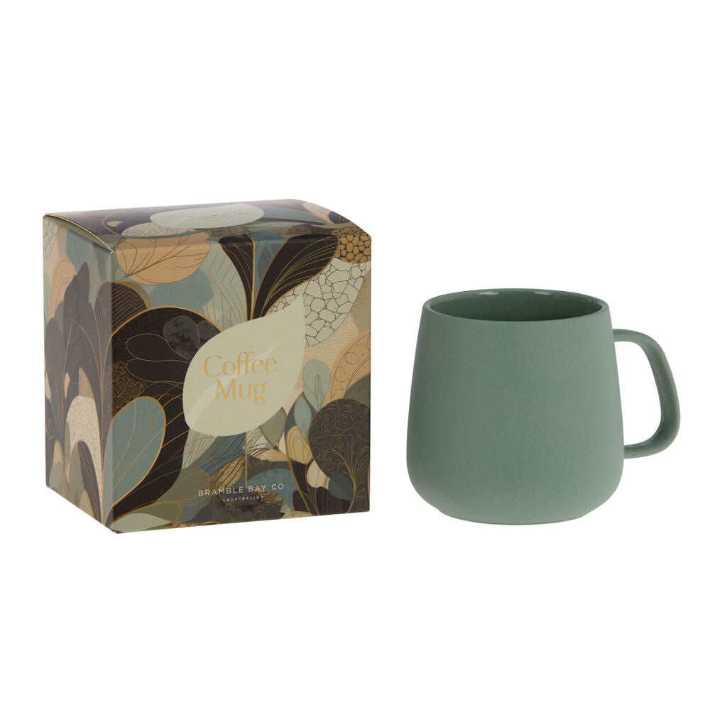 Bramble Bay Peacock Green Summer Blooms Ceramic Everyday Kitchen Coffee Mug