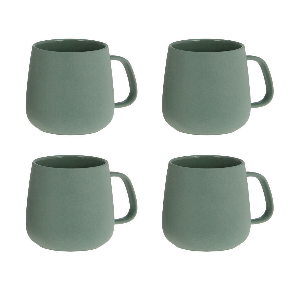 Bramble Bay Summer Blooms Ceramic Everyday Kitchen Coffee Mug Peacock Green (4 Pack)