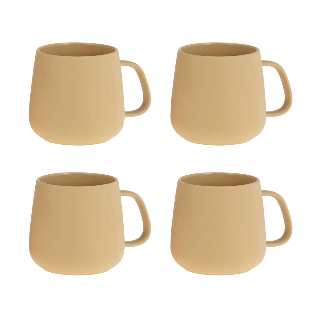 Bramble Bay Summer Blooms Ceramic Everyday Kitchen Coffee Mug Beige (4 Pack)