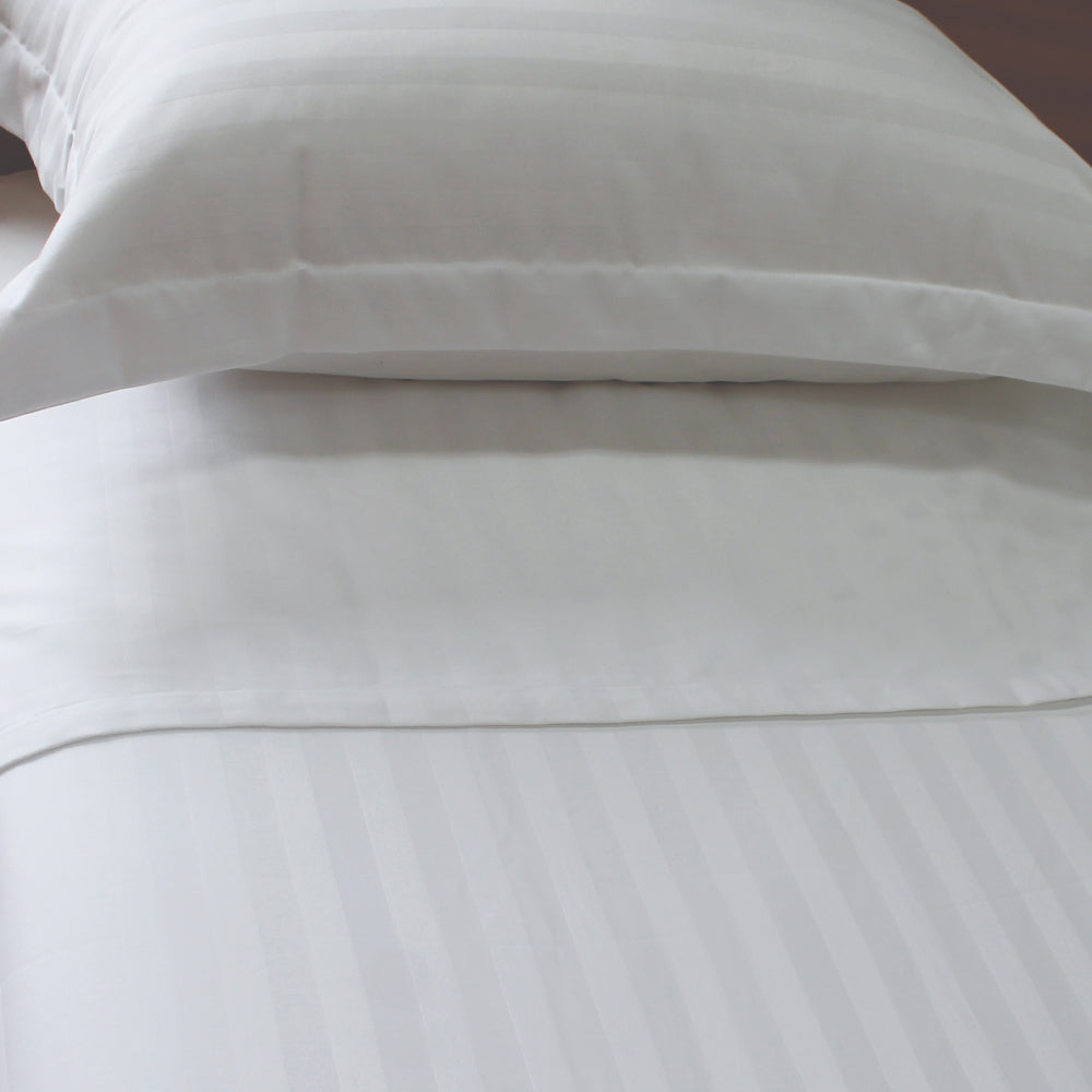 Jason Commercial Single Bed Easy Care Satin Stripe Flat/Top Sheet 180x285cm WHT