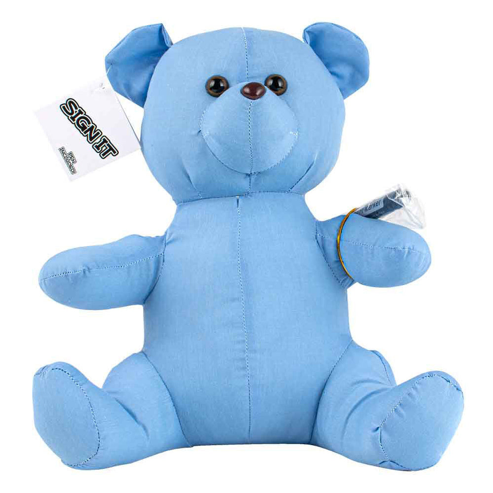 LMD Signature Bear Stuffed Animal Soft Toy w/ Marker Personalised Gift Blue 25cm
