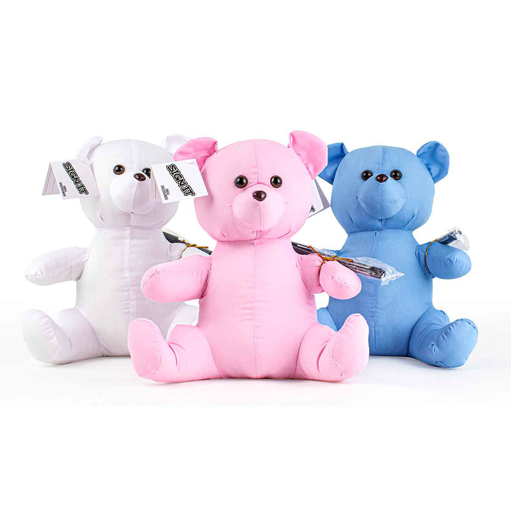 LMD Signature Bear Stuffed Animal Soft Toy w/ Marker Personalised Gift Blue 25cm — image 2