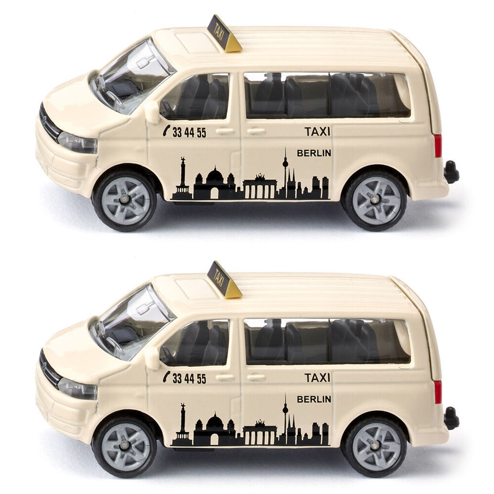 Siku White VW T5 Taxi Van Diecast Car Vehicle Kids/Children Play Toy 3y+ (2 Pack)