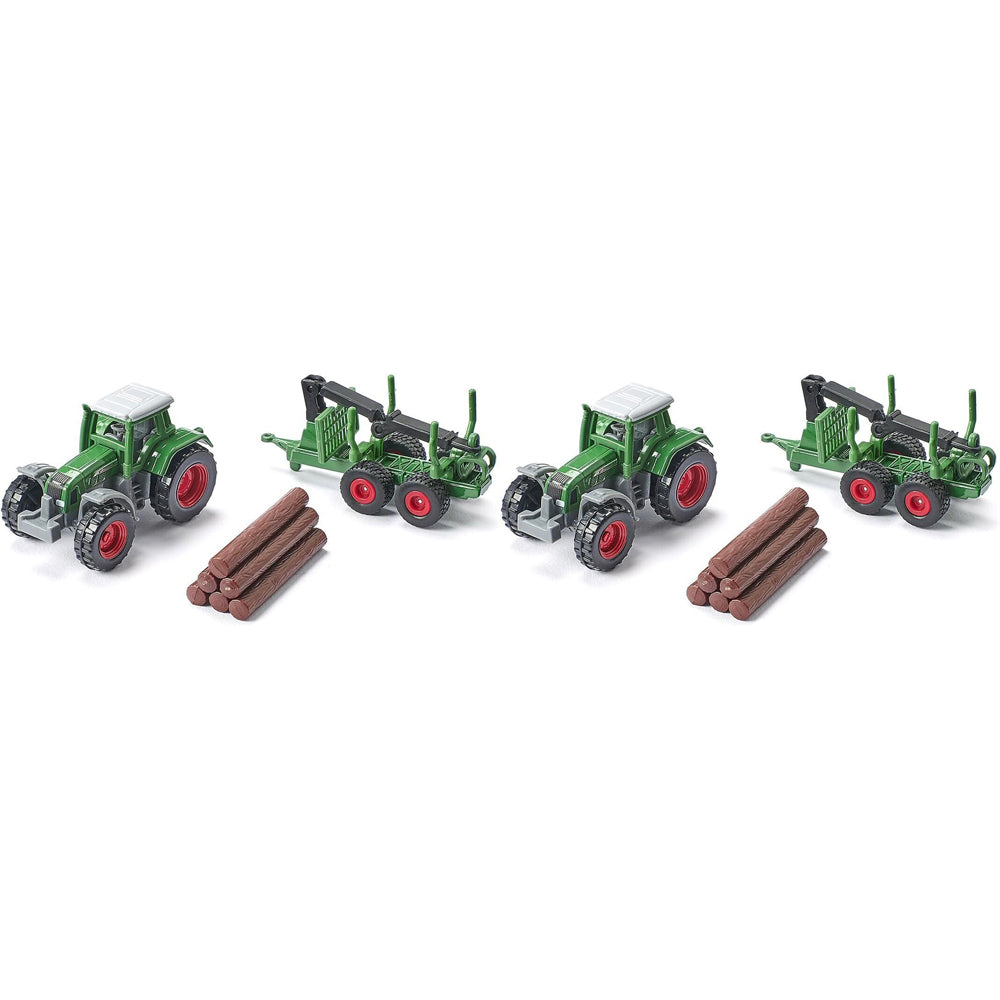Siku 1645 Fendt Tractor w/ Forestry Trailer Diecast Metal 147mm Kids Toy 3y+ (2 Pack)
