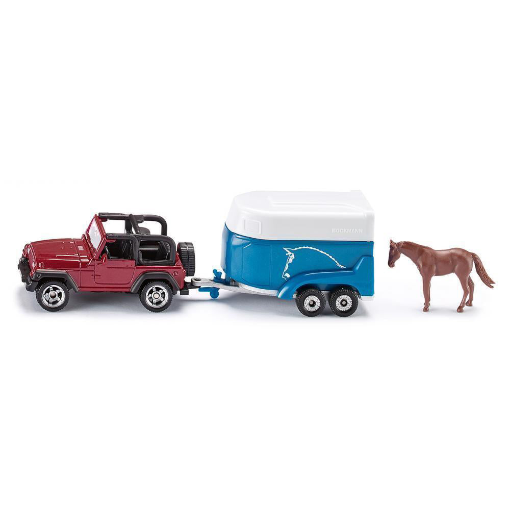 Siku 1651 Diecast Jeep w/ Horse Trailer Kids 146mm Vehicle Transport Toy 3y+