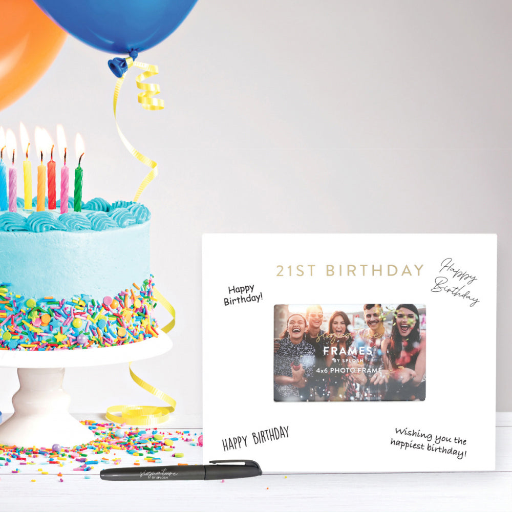 Splosh 21st Birthday Signature Photo Frame w/ Marker Home Decor 27.5x23cm White — image 4
