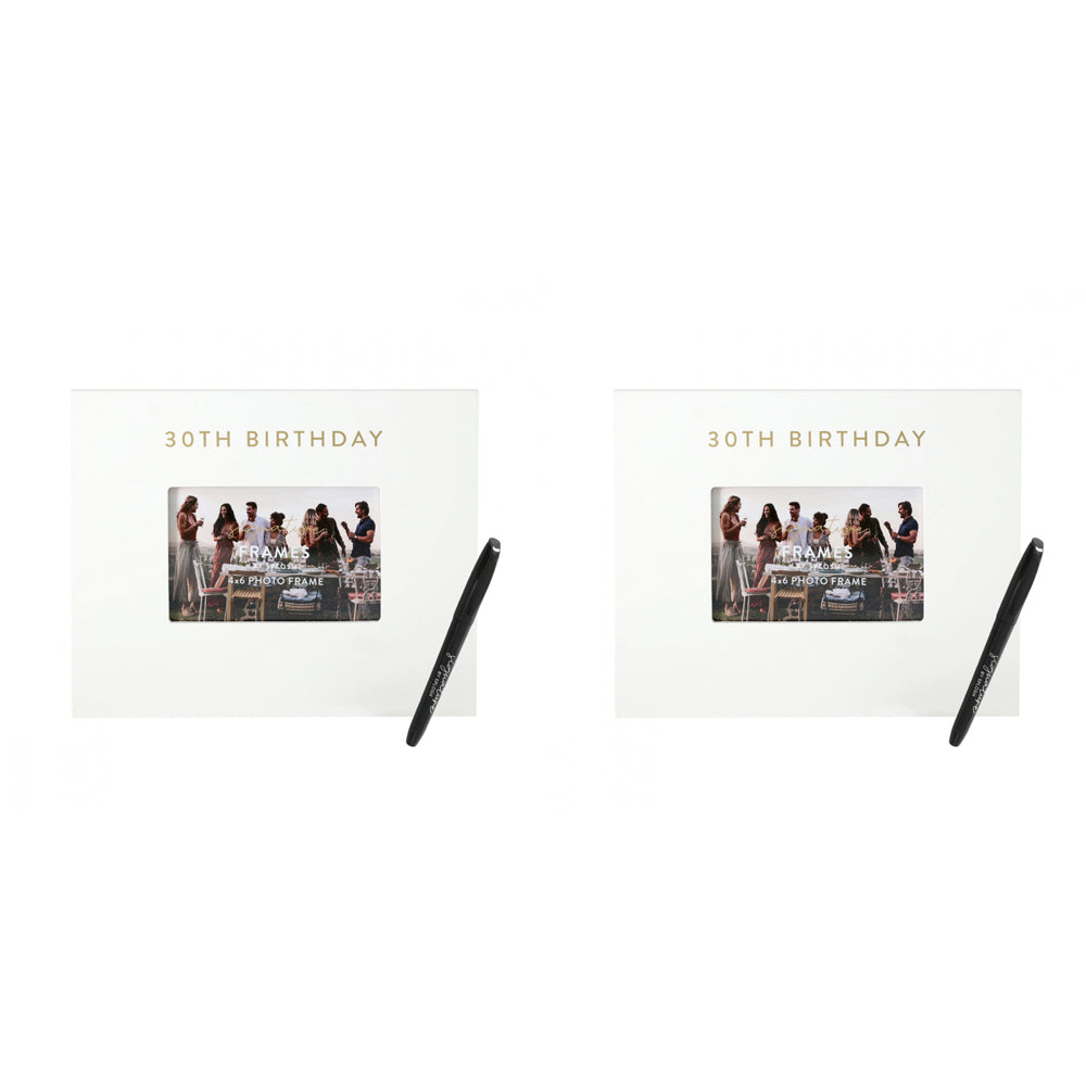Splosh 30th Birthday Signature Photo Frame w/ Marker Decor 27.5x23cm White (2 Pack)