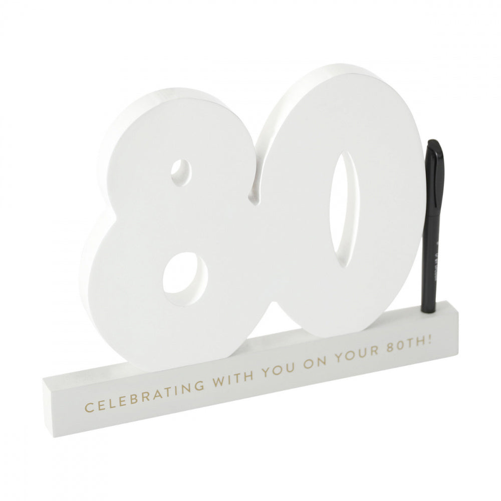 Splosh 80th Bday Wooden Signature Number w/ Marker Keepsake 27.5x23cm White (2 Pack) — image 3