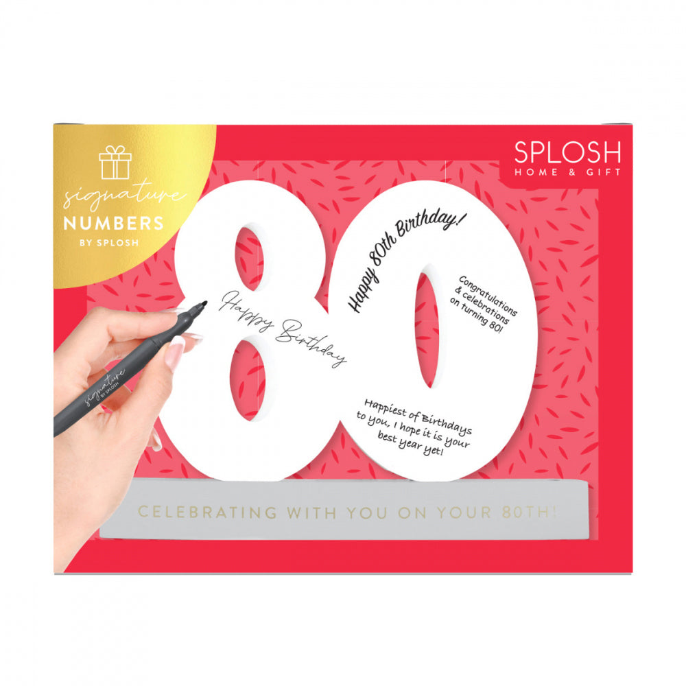 Splosh 80th Bday Wooden Signature Number w/ Marker Keepsake 27.5x23cm White (2 Pack) — image 6