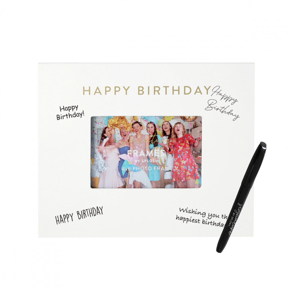 Splosh Happy Birthday Signature Photo Frame w/ Marker Decor 27.5x23cm White (2 Pack) — image 3