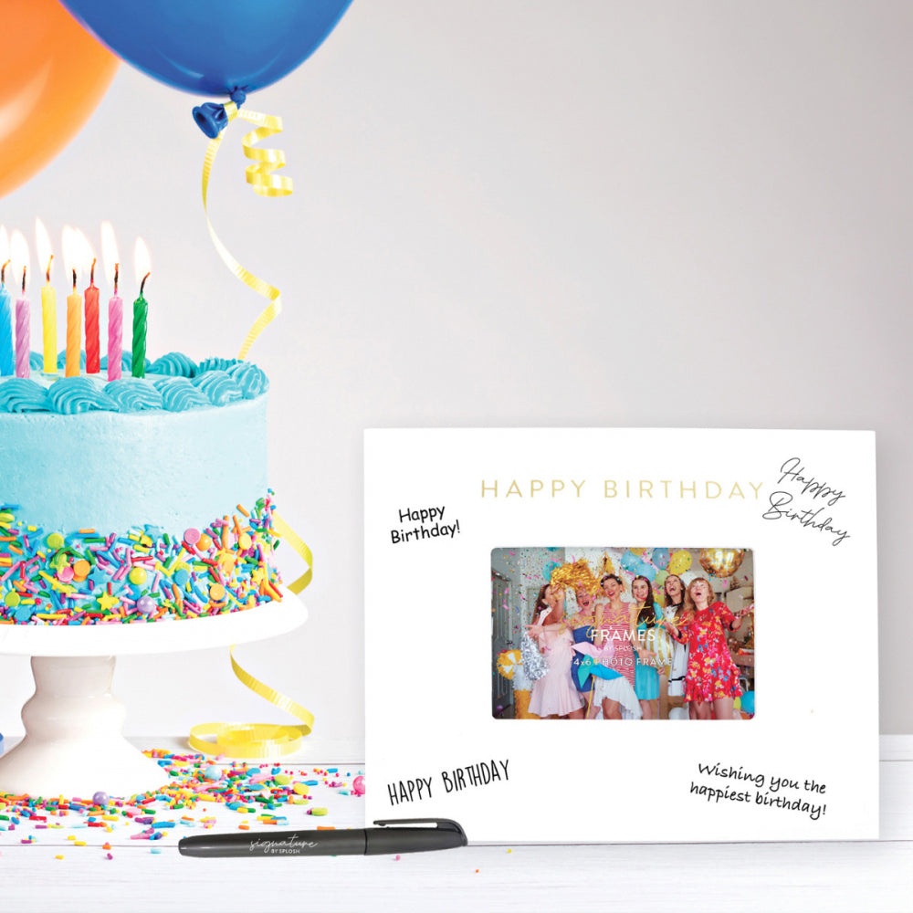 Splosh Happy Birthday Signature Photo Frame w/ Marker Decor 27.5x23cm White (2 Pack) — image 6