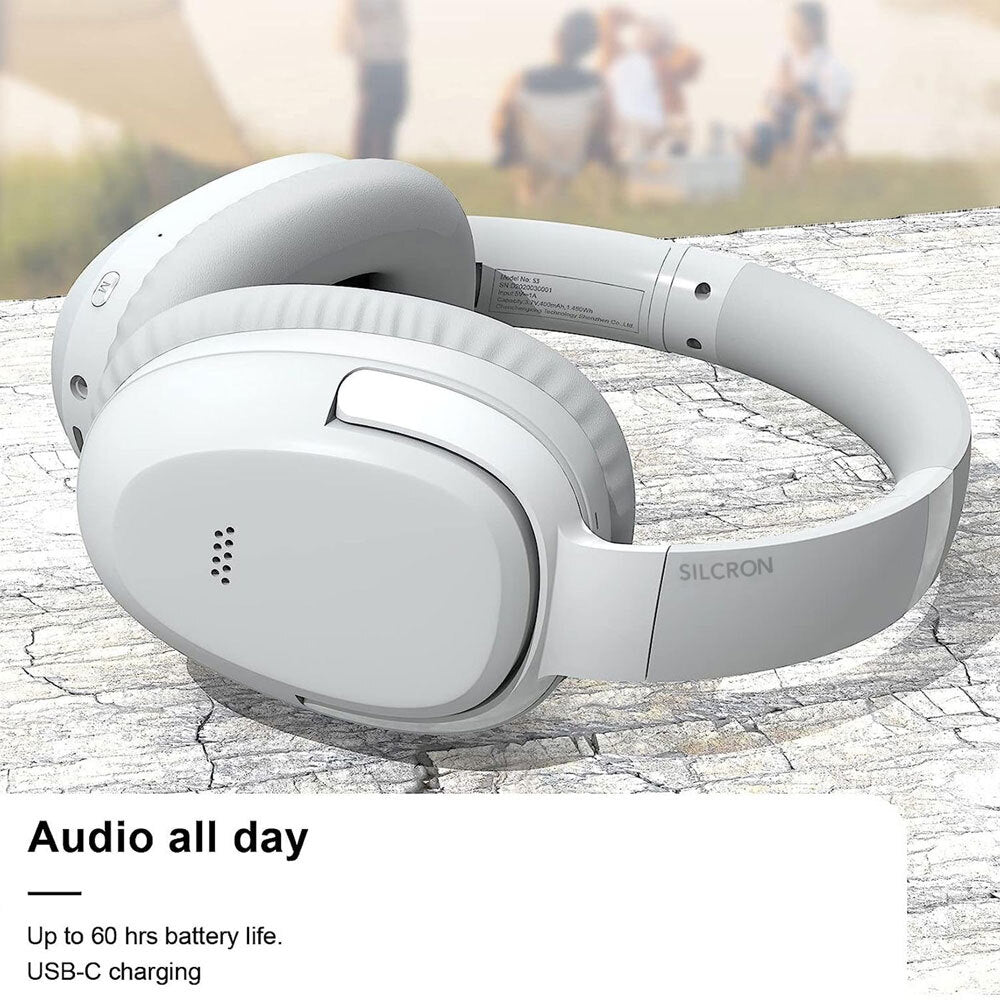Silcron Active Noise Cancelling Bluetooth Headphones With 40H Playtime White — image 8