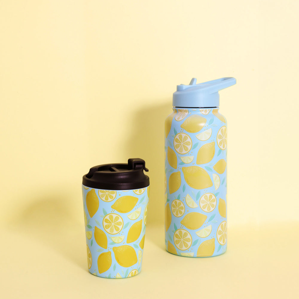Splosh Sip By Splosh Lemon S/S Insulated Water Bottle w/ Flip Straw Lid 950ml — image 3