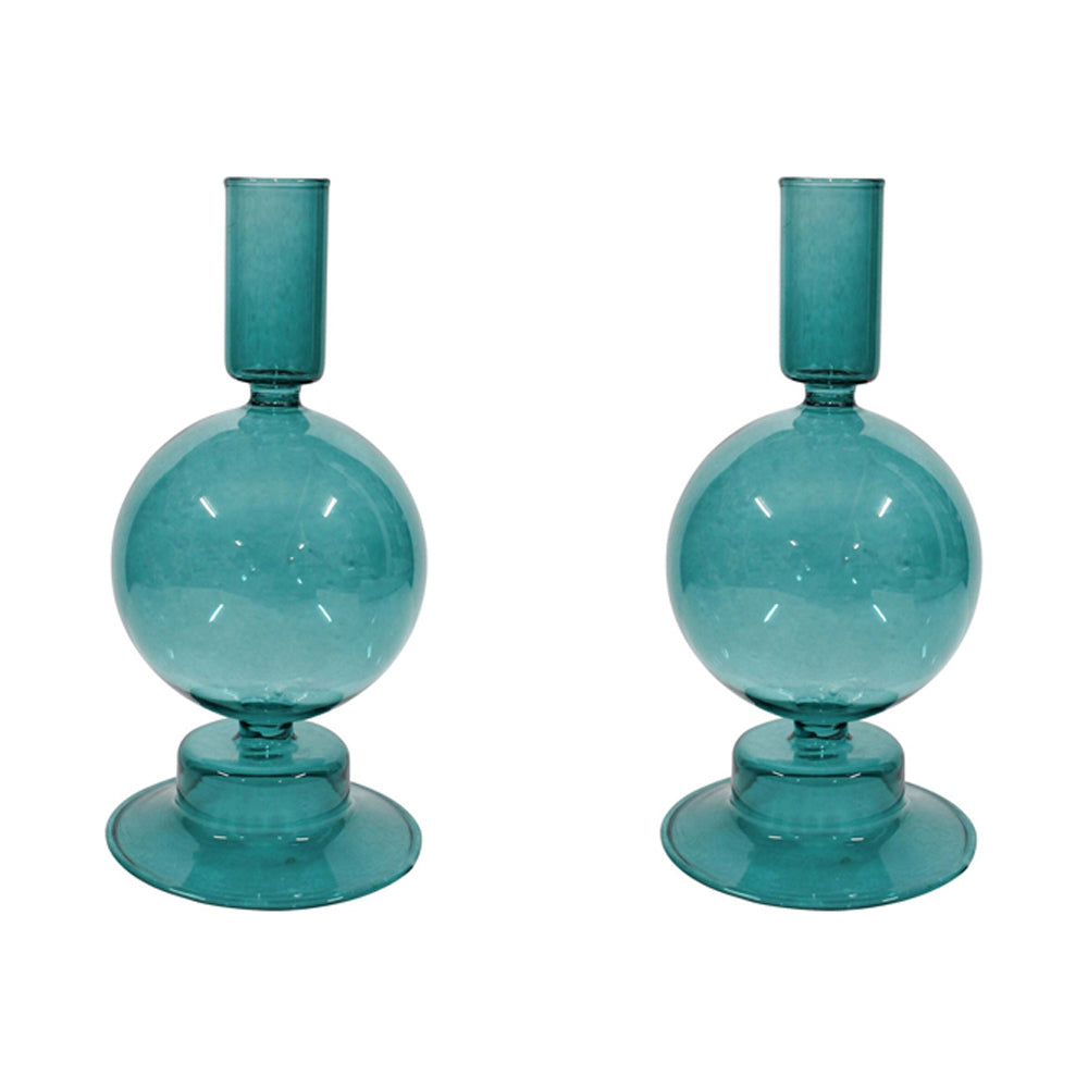 LVD Glass Elle 19cm Taper Stick Candle Holder Home Decor Stand Display Whimsy (2 Pack)