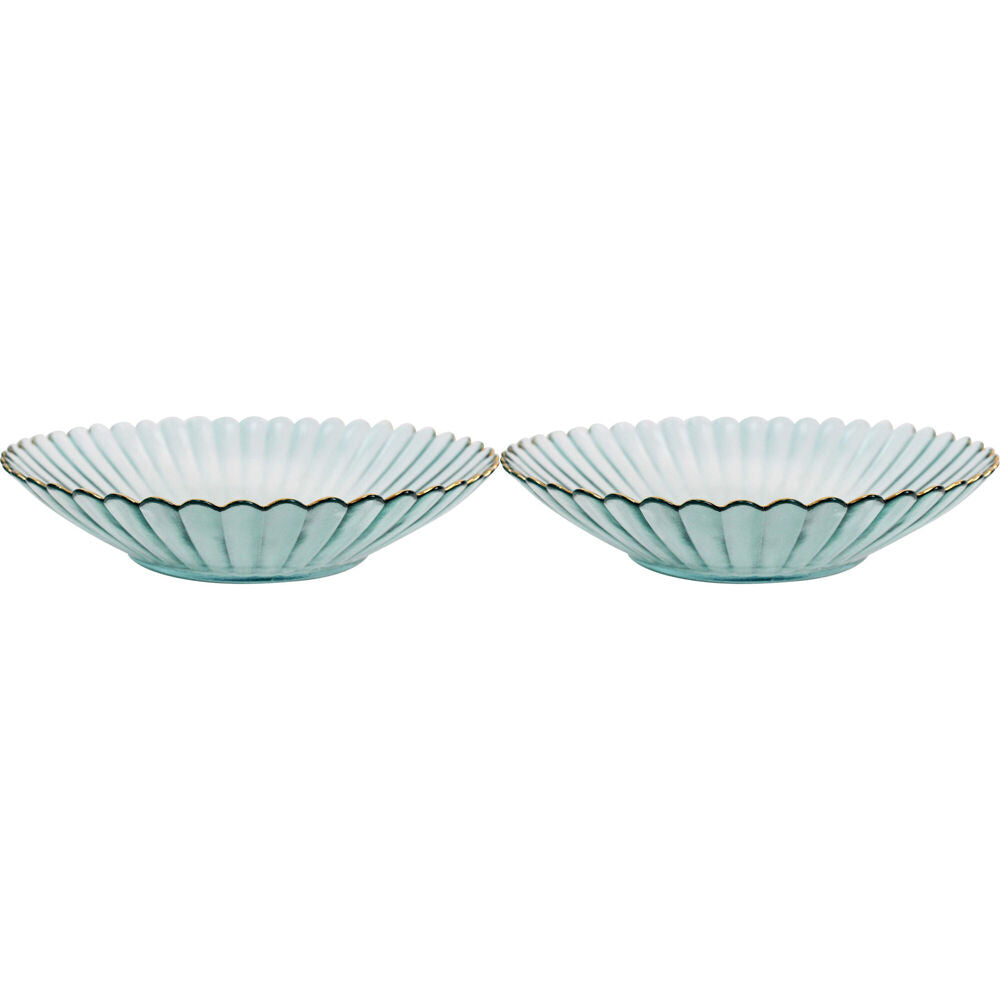 LVD Glass Dish Serve Plate Decorative Home/Dining Tableware Large Mist/Gold (2 Pack)