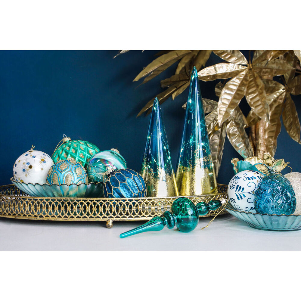 LVD Glass Dish Serve Plate Decorative Home/Dining Tableware Large Mist/Gold — image 2