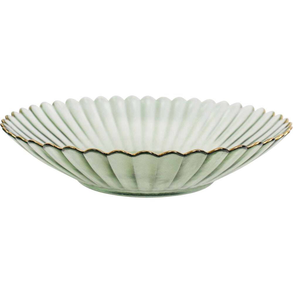 LVD Glass Dish Serve Plate Decorative Home/Dining Tableware Large Moss/Gold (2 Pack) — image 2