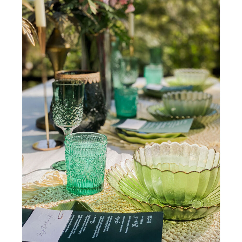 LVD Glass Dish Serve Plate Decorative Home/Dining Tableware Large Moss/Gold (2 Pack) — image 3