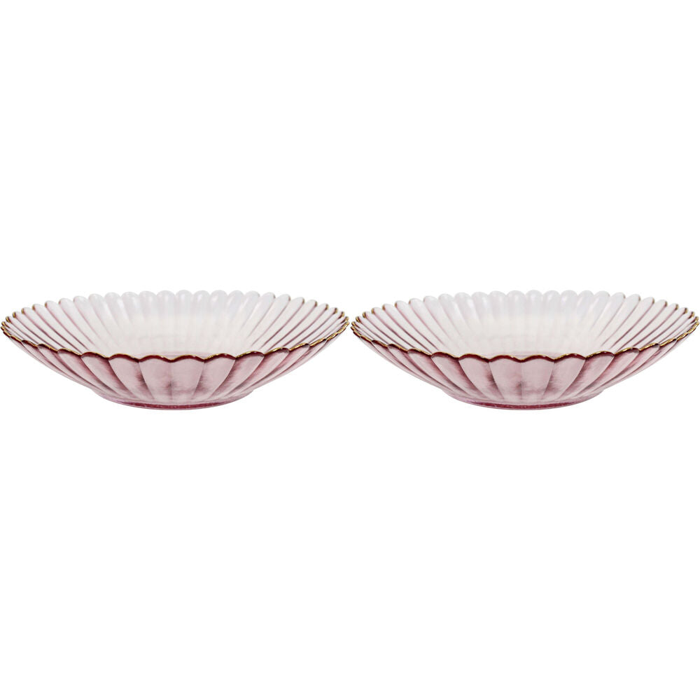 LVD Glass Dish Serve Plate Decorative Home/Dining Tableware Large Plum/Gold (2 Pack)