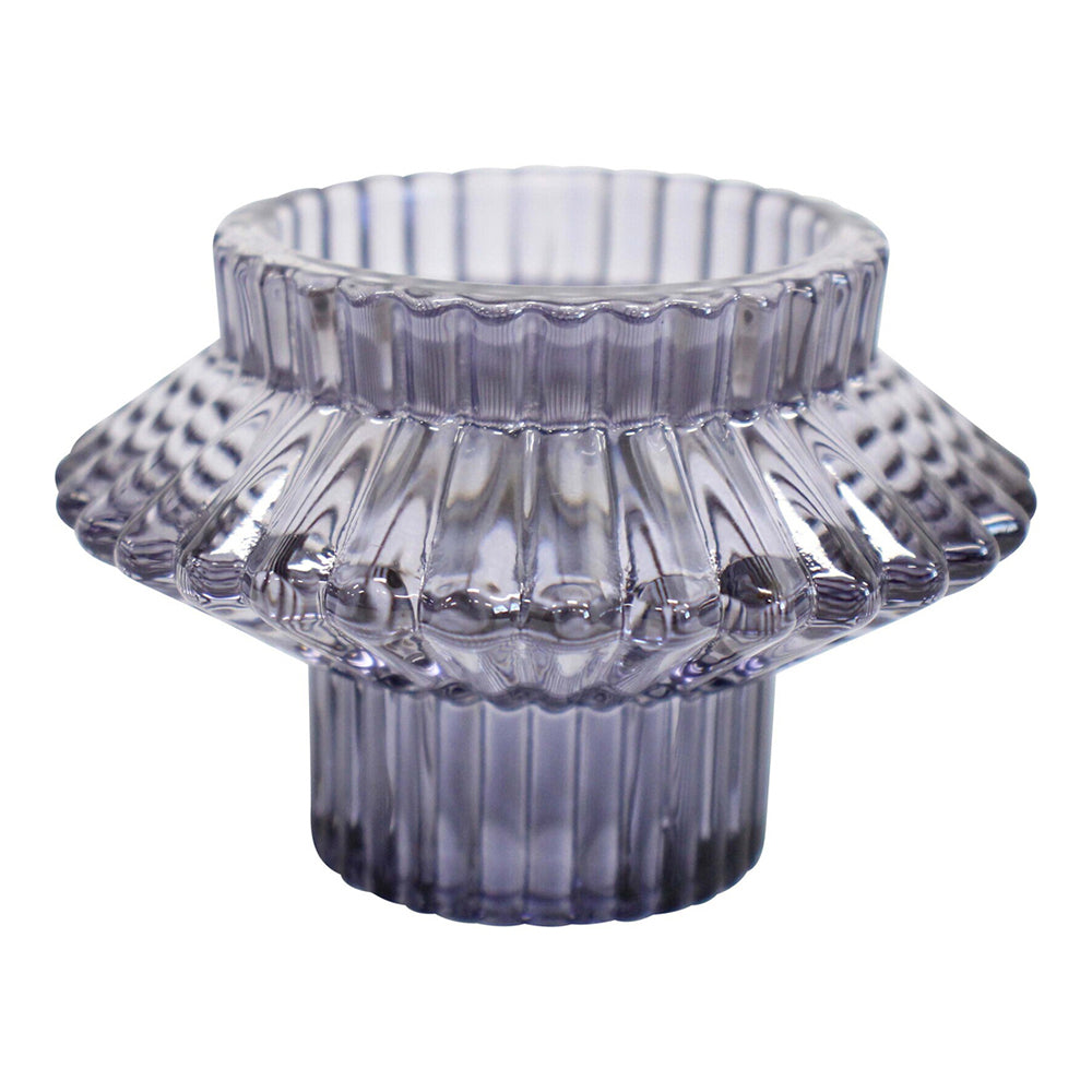 LVD Glass 8cm Double Sided Pillar/Taper Candle Holder Home Decorative Display Grape