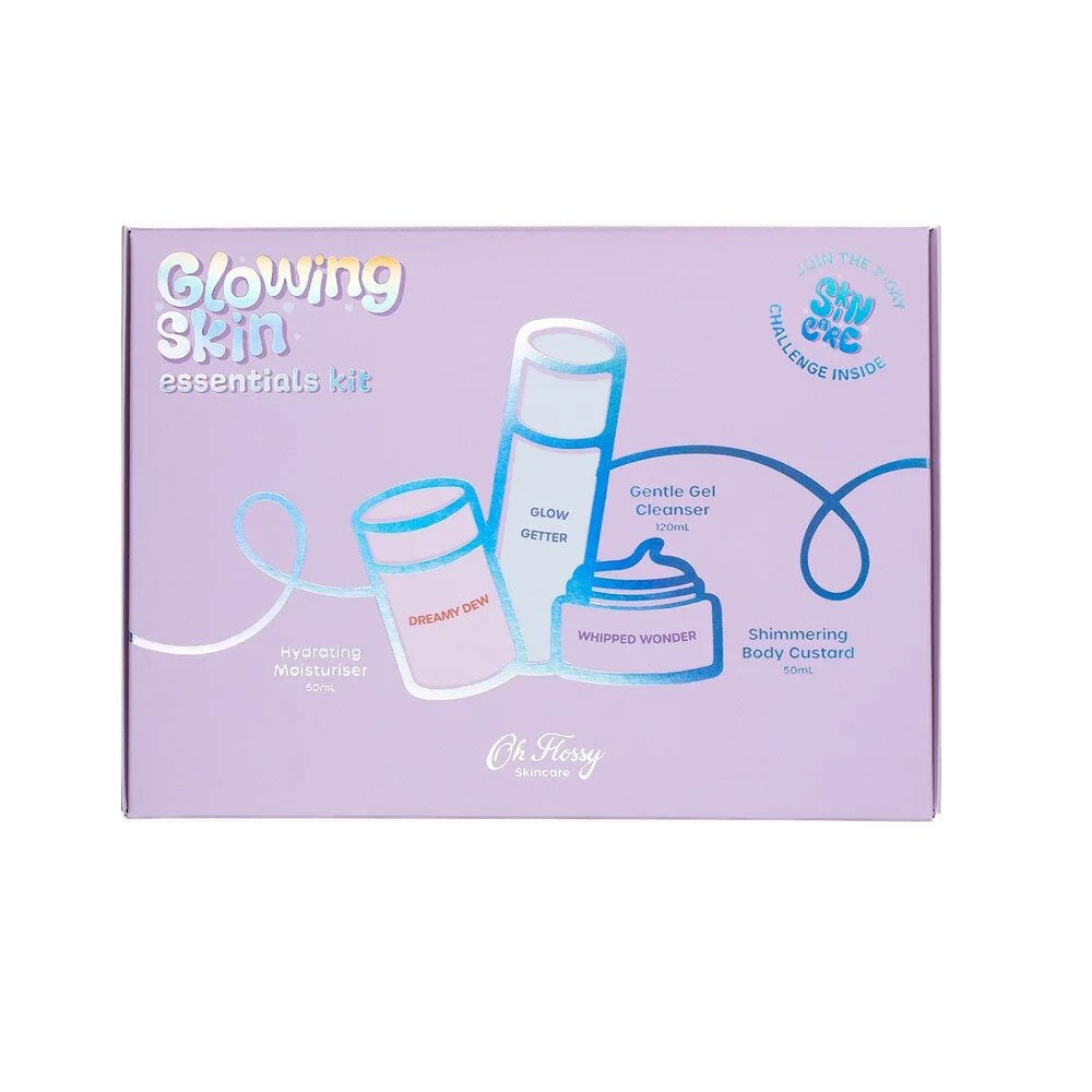 OH Flossy Skincare Cleanser/Moisturiser/Body Custard Glowing Skin Essentials Kit