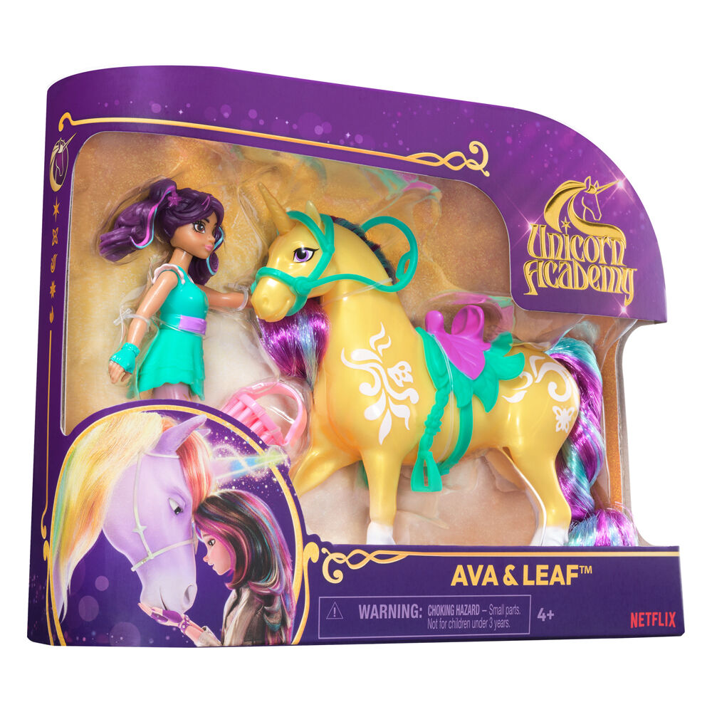 Unicorn Academy Small Doll Ava and Leaf Set Unicorn and Rider Ages 4y+
