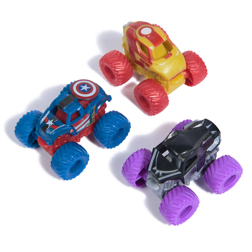 Monster Jam 3pc Mini Marvel Trucks Set Iconic Heroes Kids Children — image 6