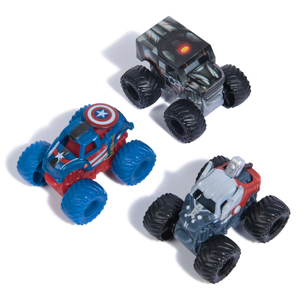 Monster Jam 3pc Mini Marvel Trucks Set Iconic Heroes Kids Children — image 7