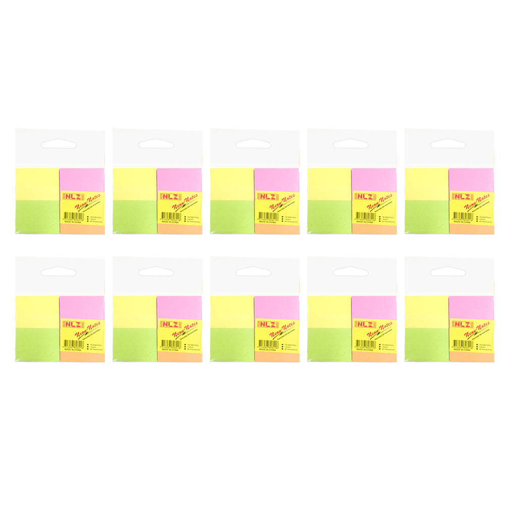 NLZ Neon Multicoloured 100 Sheets Self Stick Notes/Adhesive Removable 3.5 x 5cm (40 Pieces)