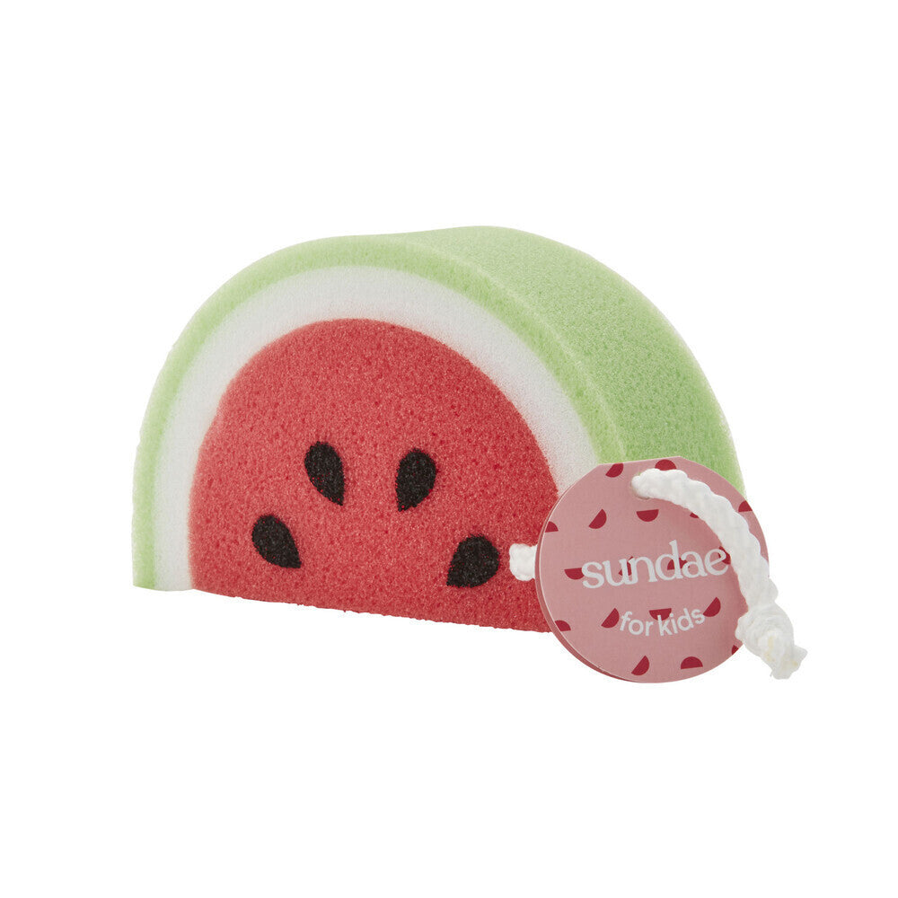 Sundae Kids Bath Sponge Watermelon, Rainbow And Cherry Assorted Styles (4 Pack)
