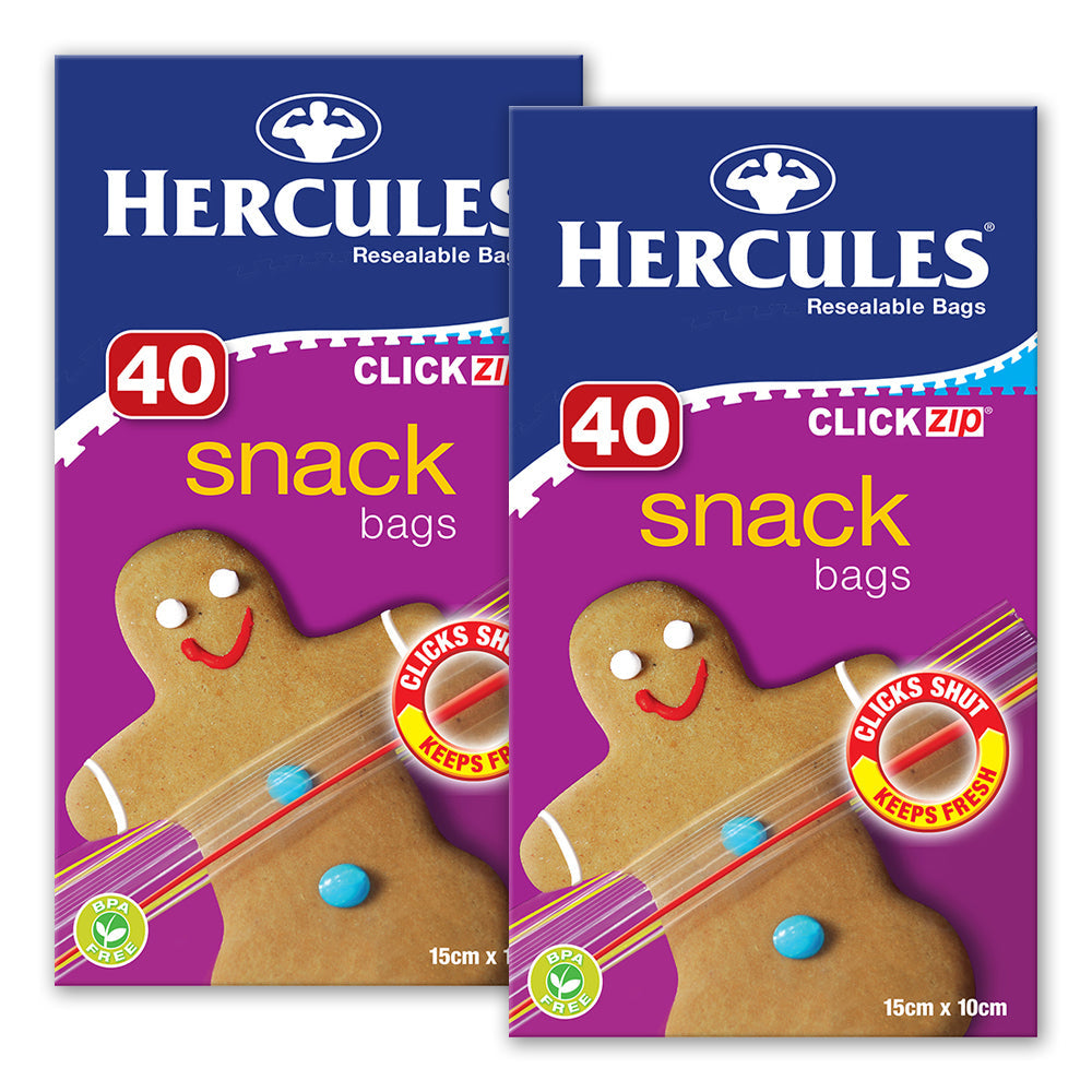Hercules 40pc Hercules ClickZip Snack Bags (3 Pack)