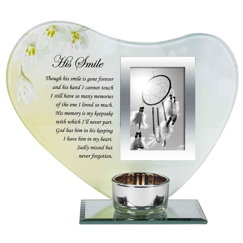 LMD His Smile With Candle Holder Remembrance Photo Frame 19x15cm Tribute Display