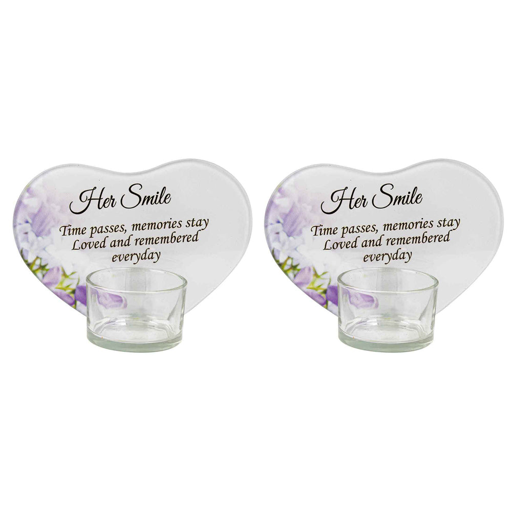 LMD Her Smile With Candle 13x9cm Rememberance Memorial Tealight Holder Frame (2 Pack)
