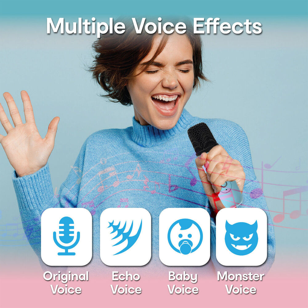 Laser Blue Mini Karaoke Bluetooth Speaker w/ 2xWireless Microphones — image 4