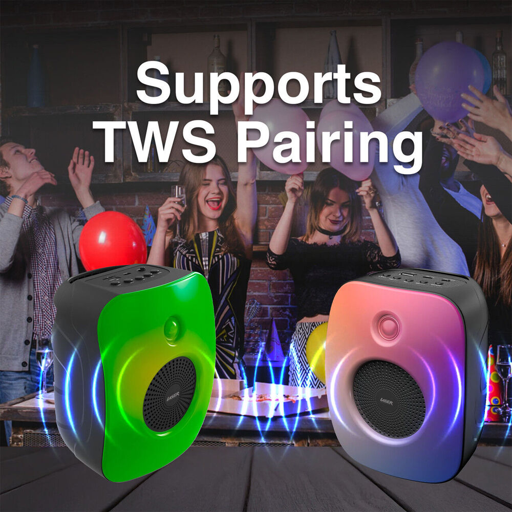 Laser Black RGB LED Light Portable Bluetooth Wireless Stereo Mini Speaker — image 3