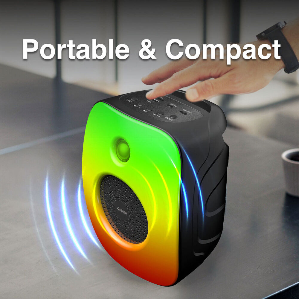 Laser Black RGB LED Light Portable Bluetooth Wireless Stereo Mini Speaker — image 5