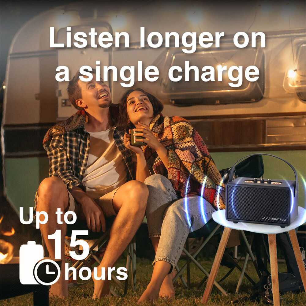 Soundtec Black Retro Portable Bluetooth Wireless Stereo Speaker Boombox — image 5
