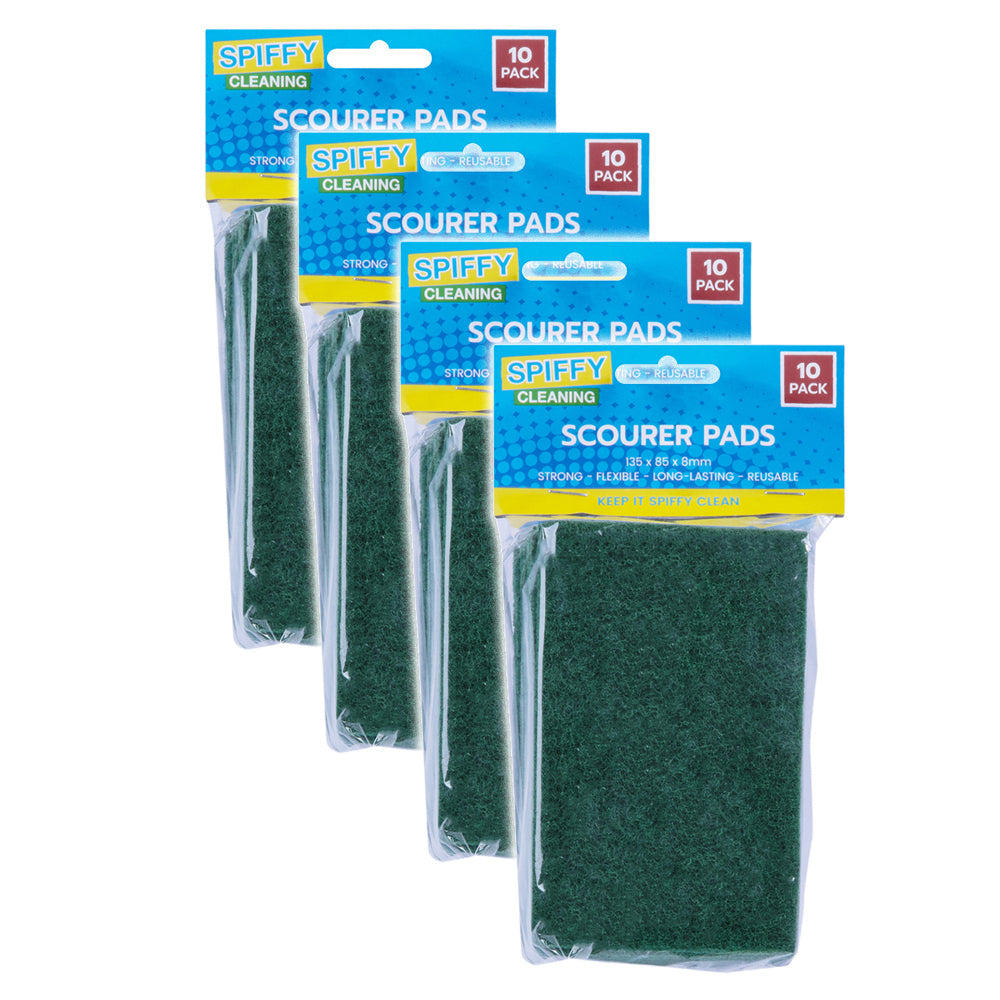 Spiffy Cleaning 13.5x8.5cm Reusable Scourer Pads Scrubber Kitchen Cleaning (40 Pack)