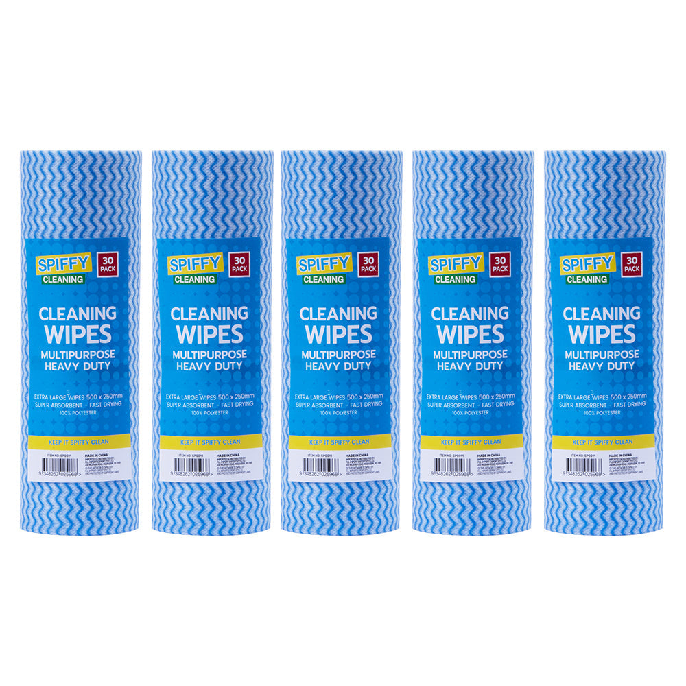 Spiffy Cleaning Cleaning Wipes 100% Polyester 50x25cm Super Absorbent (150 Pack)