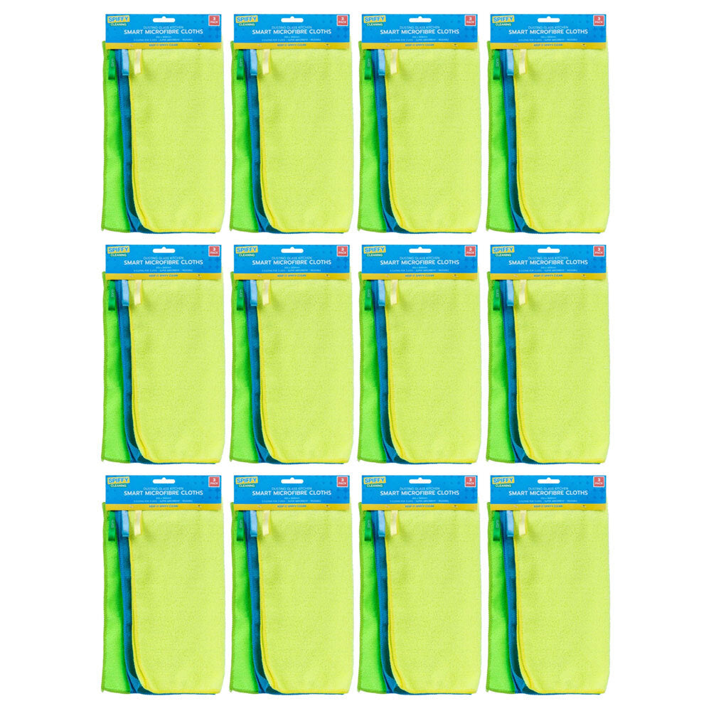 Spiffy 3PK Spiffy 30cm Smart Microfibre Cleaning Super Absorbent Kitchen Cloths (12 Pack)