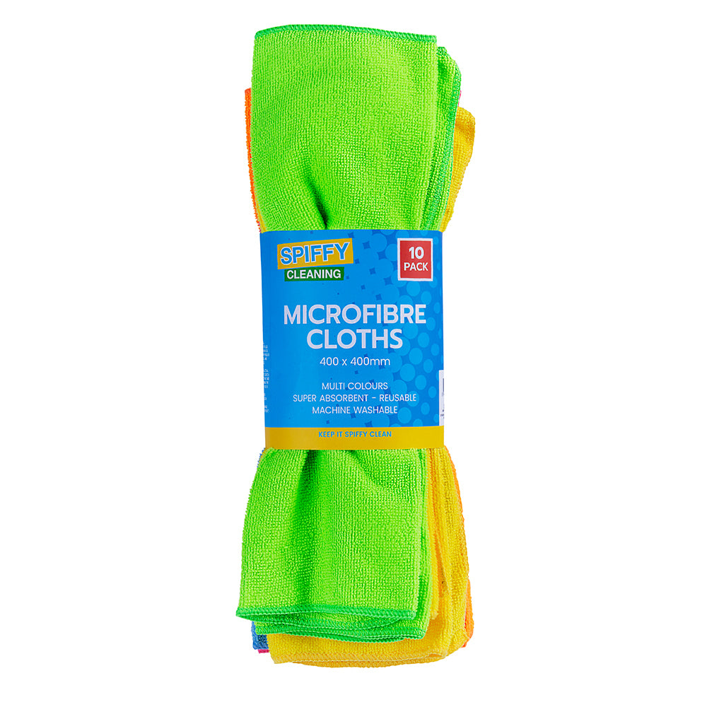 Spiffy Cleaning 40x40cm Microfibre Cloths Kitchen Rag Cleaning Towel Assort (10 Pack)