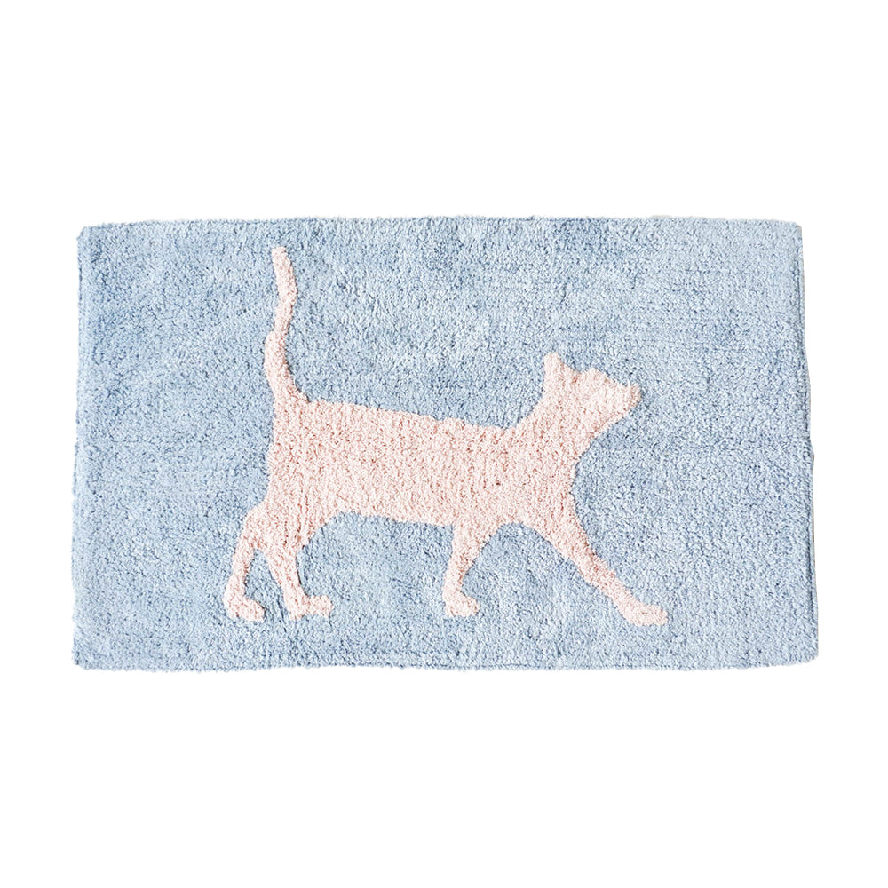 Rayell Bathroom/Shower Drying Mat Soft Absorbent Rug Kitty Print 80x50cm — Blue