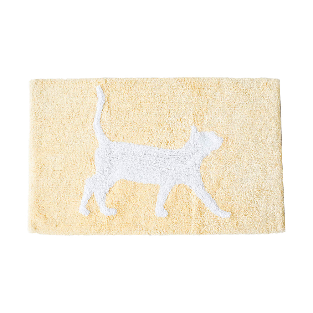 Rayell Bathroom/Shower Drying Mat Soft Absorbent Rug Kitty Print 80x50cm — Yellow