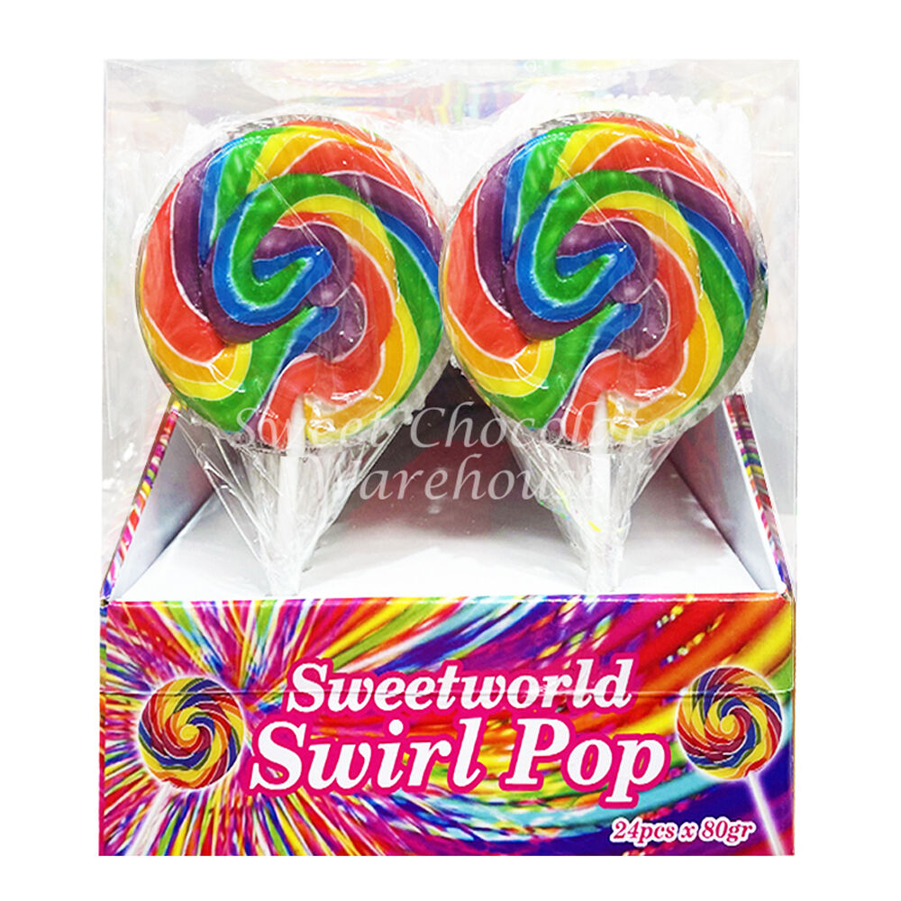 Sweetworld Colorful Swirl Pop Lollipop Sweet Confectionery Candy 50g (24 Pack)