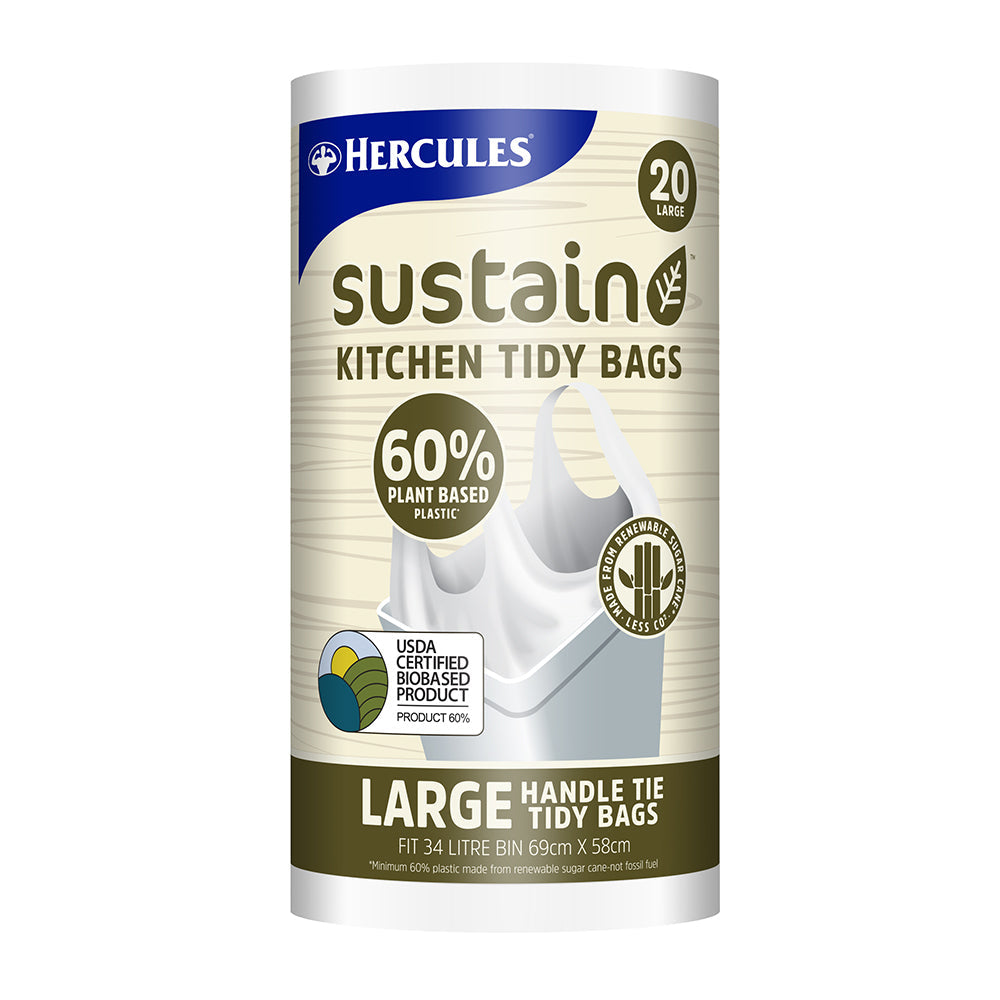 Hercules Sustain 34L Large Garbage/Trash Bin Bag Plant Based Waste Plastic (160 Pieces) — image 2
