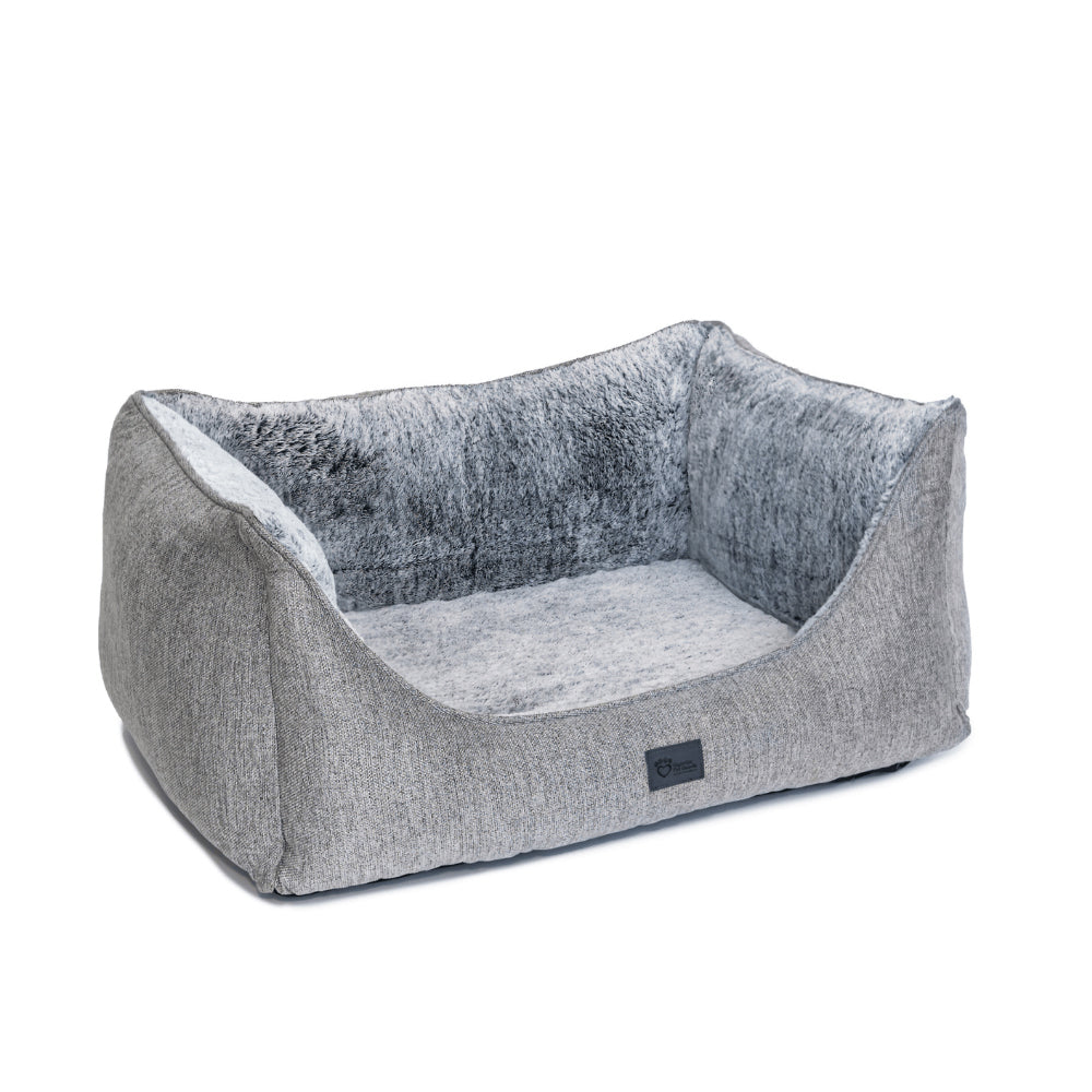 Superior Pet Goods Orthopaedic Dog Bed High Side Hideout Artic Faux Fur Small Grey 87cm